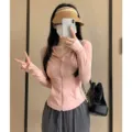 Women slim fit sun protection jacket pink long sleeve zip up UV protection hoodie - L / Peach Pink