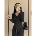 Women ice silk slim fit sun protection clothing long sleeve zip up hoodie jacket top. - L / Black