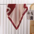 Red and beige color block square scarf, stylish geometric silk feel hair band for women. - Wine Red Patchwork