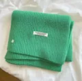 Vibrant green knitted scarf winter warm solid color cozy soft unisex casual neck warmer - Green
