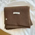 Brown knitted winter scarf for women and men, solid color warm cozy neck warmer daily wear. - Coffee