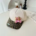 Gorra de béisbol con lazo de diamantes de imitación conejo Y2K sweet cool sol mujer - Estampado de leopardo