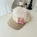 Lindo conejo diamantes lazo gorra de béisbol mujer Y2K estilo sombrero de sol nuevo - Caqui