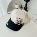 Y2K süße Cartoon Hase Strass Schleife Baseball Kappe süß kühl vielseitige Sonnenkappe - Schwarz