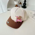 Süße Plüsch Kaninchen Strass Schleife Baseball Cap Y2K süß cool Sonnenhut Variante Stil - Kaffee
