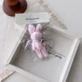 Cute plush bunny keychain with angel wings and pearls, sweet bag pendant and headphone charm. - Pink Rabbit Wing Pendant
