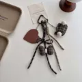 Schattige ruitjes strik sleutelhanger pluche tas charm esthetisch hart accessoire stijlvol - Bruin Oorwarmers Stijl