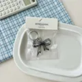 Portachiavi con fiocco stampato bifacciale in acrilico trasparente ciondolo borsa carino - Nero