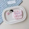Mini schattige corduroy oortelefoon beschermhoes draagbare stofdichte tas met bloemenpatroon haak - Roze Bloem