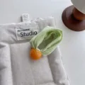 Süßes Bonbon-Haarband mit grünem Stoffband und runder orangener Perle für süße Dutts - Obstgrün