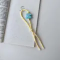 Candy color beaded lanyard keychain charm with light blue letter S, cute DIY phone case accessory. - Milk Yellow