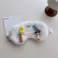 Plush funny sleep mask for women cute cartoon blackout eye cover for comfortable resting - Braid Style / White