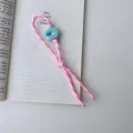 Miu style candy color phone charm, pink braided cord and cute blue bead bag pendant strap. - Pink
