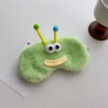Cute green plush sleep eye mask with funny cartoon antennas for comfortable nap and rest. - Colorful Antenna Style / Green