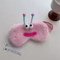 Cute pink plush sleep mask with funny antennae and big lips for cozy winter night rest and nap. - Colorful Antenna Style / Pink