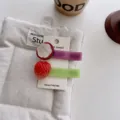 Cute 3D fruit acetate hair clips, mangosteen and raspberry side clip set for sweet girls. - Mangosteen Flesh