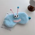Cute Blue Plush Sleep Mask with Antennae Fuzzy Cartoon Eye Cover for Women Nap - Colorful Antenna Style / Blue