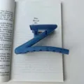Dark blue glitter Z-shaped hair claw clip, stylish geometric large shark clip for thick hair. - Dark Blue