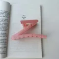 Pink glitter Z-shaped hair claw clip, stylish candy color large shark catch for women. - Orange Pink