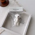 White pearl angel bear plush keychain cute backpack charm accessory for women and girls. - White Long-Haired Bear Wing Pendant