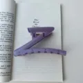 Purple glitter Z-shaped hair claw clip large translucent candy color shark clip for women. - Dark Purple