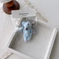 Blue plush wing bear keychain cute heart pearl charm bag pendant car accessory - Blue Bear Wing Pendant