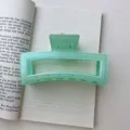 Mint green glitter jelly hair claw clip, large translucent shark clip for women styling. - Square Claw Clip / 13cm / Mint Green