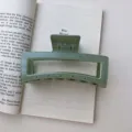 Green jelly hair claw clip, minimalist translucent acrylic shark clip for daily hairstyles. - Square Claw Clip / 13cm / Dark Green