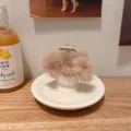 Rétro pince à cheveux en vraie fourrure de vison pince griffe moelleuse en peluche - S / Chameau