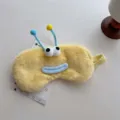 Cute cartoon plush sleep mask with funny antennae and smile, soft shading eye cover for women. - Colorful Antenna Style / Yellow