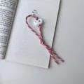 Red and white braided lanyard phone strap charm aesthetic cute accessory for bags and keys - Red