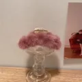 Rosa flauschige Nerzfell Haarklammer Detailansicht, stilvolles Pluesch Haaraccessoire. - L / Lila Rosa