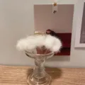 Pince à cheveux en fourrure de vison blanche vintage, grande griffe duveteuse, accessoire élégant. - L / Blanc Cassé