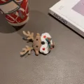 Weihnachten Rentier Haarklammer geflochten Plüsch Schleife Haarschmuck für Damen und Mädchen. - Schleife Geweih Entenschnabel Clip