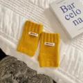 Strick Halbfinger Handschuhe, gelbe warme Winterhandschuhe, weiche Strickware. - Einheitsgröße / Gelb