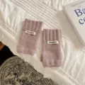 Damen Strick fingerlose Handschuhe stylisch Winter warm gemütlich Mode Armstulpen - Einheitsgröße / Lila