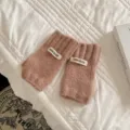 Guanti senza dita in maglia rosa marrone da donna, scaldamani invernali lavorati. - Taglia unica / Rosa