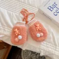 Süße Lammfell Babyfäustlinge Winter warme dicke Handschuhe mit Bär und bunten Bommeln - Kleinkind (1-3 Jahre) / Orange + Orange Bär