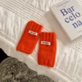 Guanti senza dita in maglia arancione, comodi scaldabraccia invernali stile quotidiano. - Taglia unica / Arancione