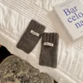 Guanti lavorati a maglia senza dita grigio scuro, scaldamani invernali caldi per donne. - Taglia unica / Grigio scuro