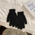 Κλασικά μαύρα πλεκτά γάντια γυναικεία χειμωνιάτικα ζεστά μαλακά αξεσουάρ καθημερινά - Ένα μέγεθος / Μαύρο
