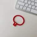 Red hair ring with small gold letter tab, festive hair tie and elastic rope for women. - Thin Ribbed - Supreme Beauty