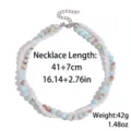 Double layer natural stone and pearl beaded necklace retro European style clavicle chain - Blue Sea Crushed Bead Style (N2608-24)