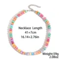 Colorful glass beaded necklace, dopamine style macaron gradient flat bead choker for women. - Candy Gradient Style (N2607-9)