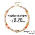 Colorful crystal beaded necklace with irregular gold pendant for women fashion jewelry 43+7cm - Sunset Orange Stone Style (N2606-9)