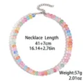 Colorful glass beaded necklace macaron gradient style with metal extension chain item - Rainbow Crushed Ice Style (N2607-10)