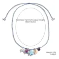Adjustable braided rope necklace with starfish, seashell and crystal pearl charms for daily wear. - Blue Starfish Whisper (N2409-35)
