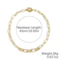Gold paperclip chain necklace with OT clasp and stunning cubic zirconia links for women. - Rhinestone Pave Paperclip Style (N2605-5)