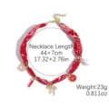 Red patterned fabric bandana necklace with multiple cute charms, stylish and unique jewelry. - Large Red Paisley (N2510-6)