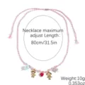 Kids braided rope necklace with boy and girl heart charms summer sweet style jewelry variant. - Pink Lemon Fairy Tale (N2505-31)